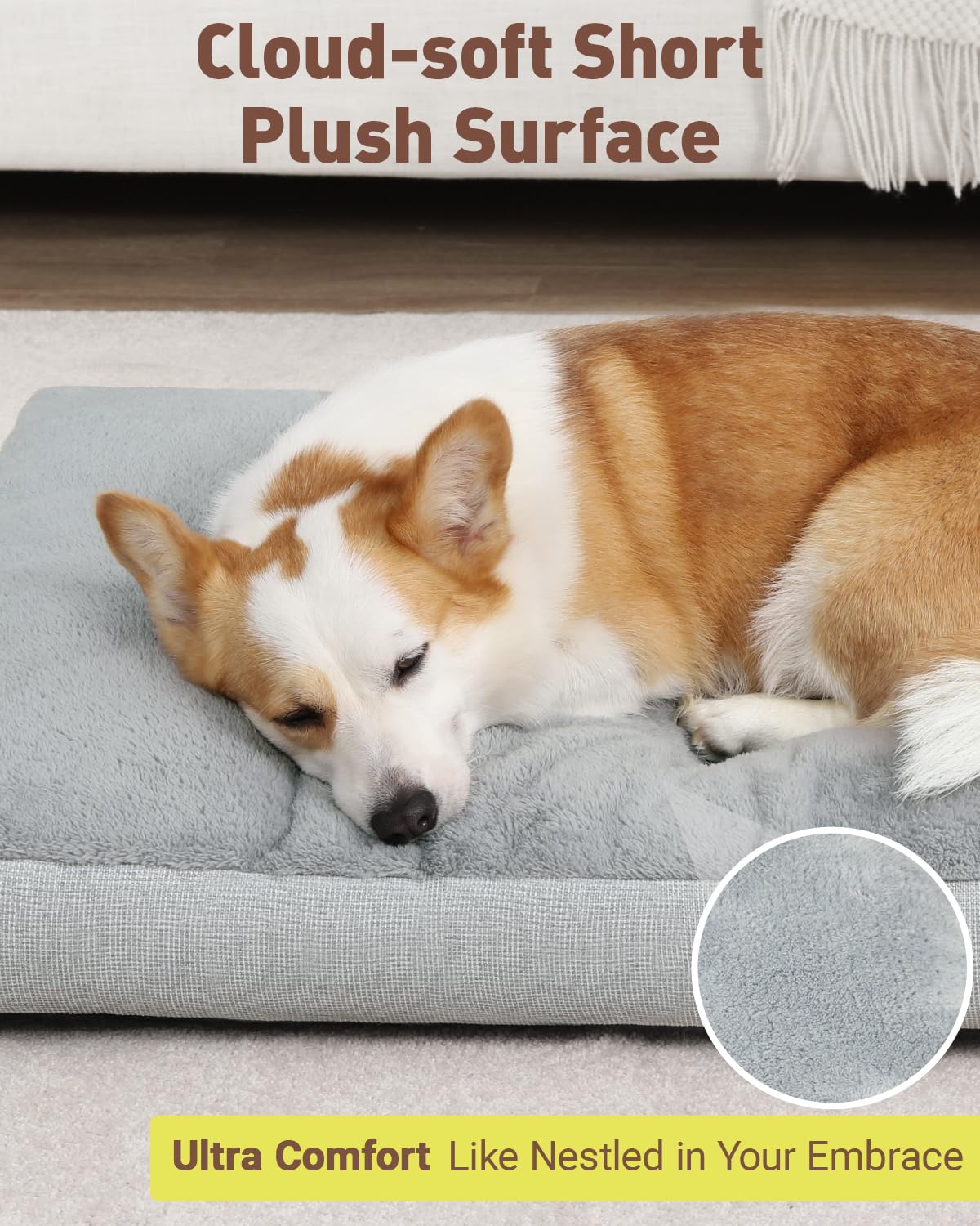 NUPIDA washable dog bed 35x23 side view shows generous space for larger breeds.