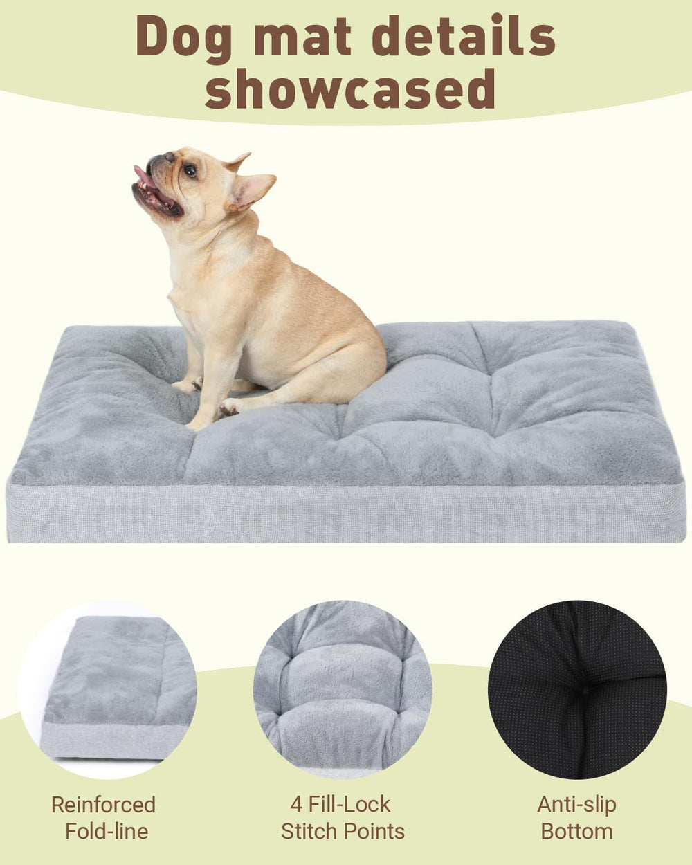 NUPIDA washable dog bed anti-slip bottom keeps bed steady on floors.
