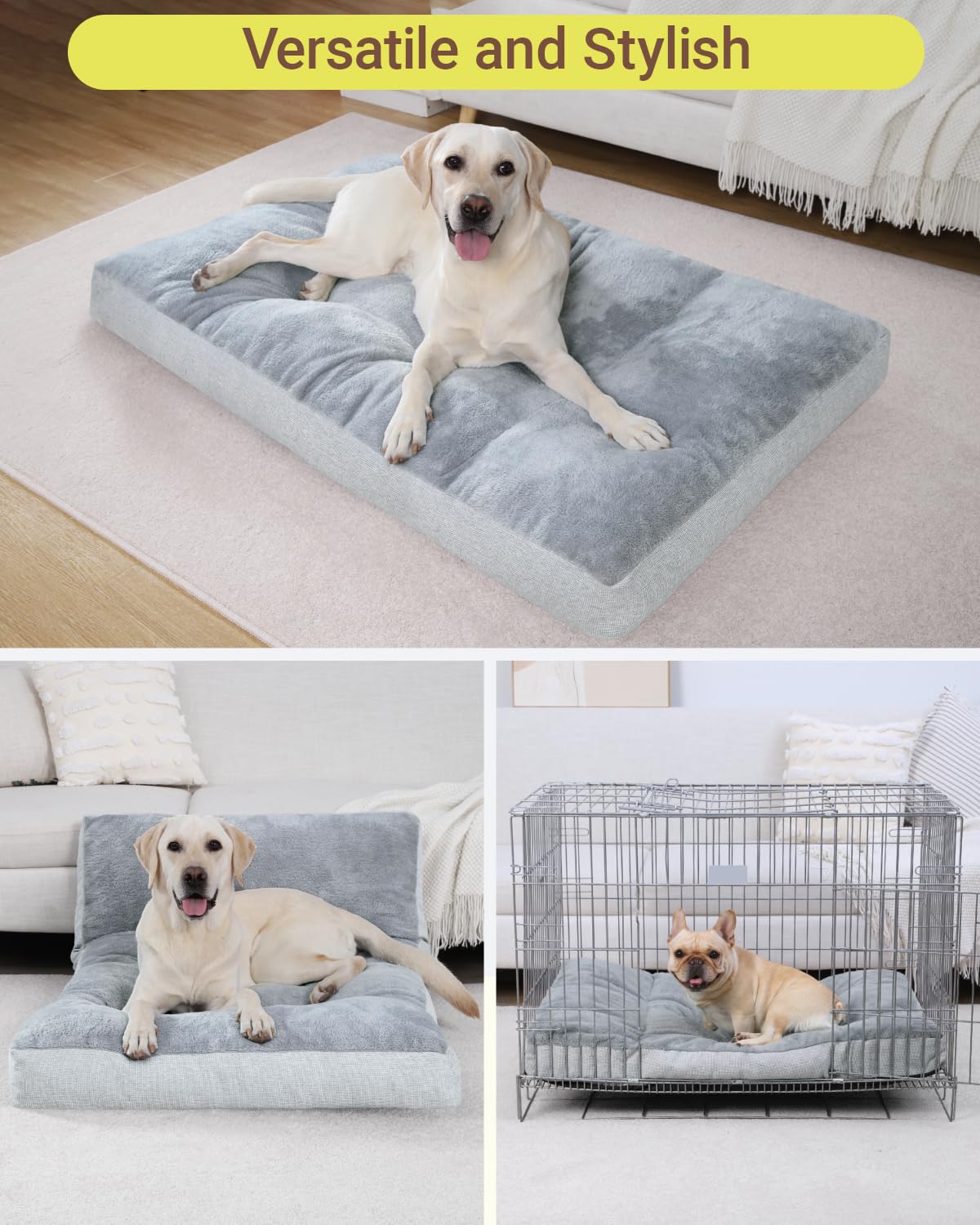 NUPIDA washable dog bed care visuals show machine-washable convenience.
