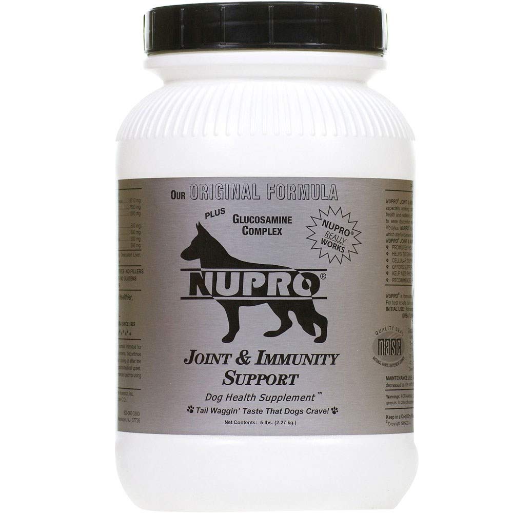 Nupro Joint Support bottle promotes joint health and daily energy for dogs.