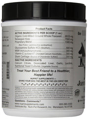 Nupro Joint Support bottle mid-pour illustrating easy dosing for pets.
