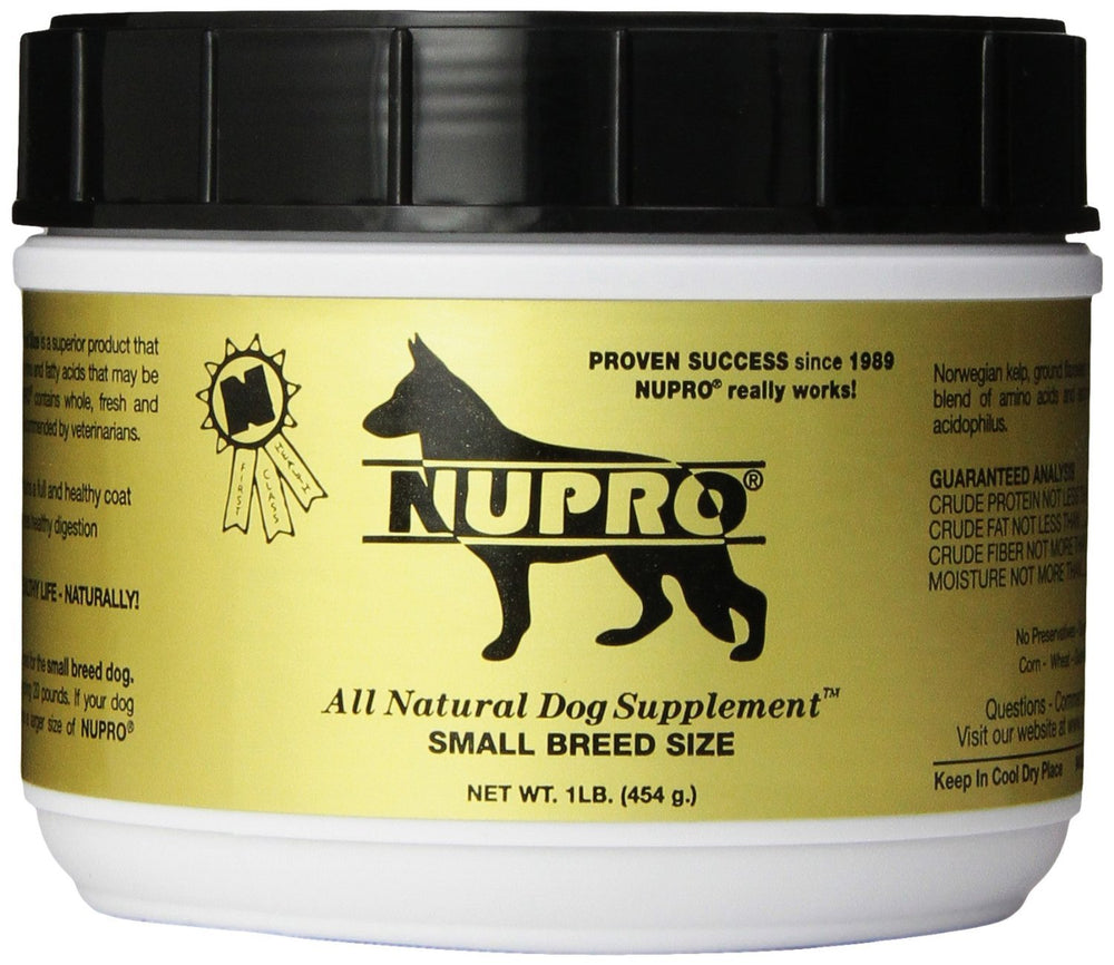 Nupro Nutri-Pet small-breed bottle shown for daily joint support