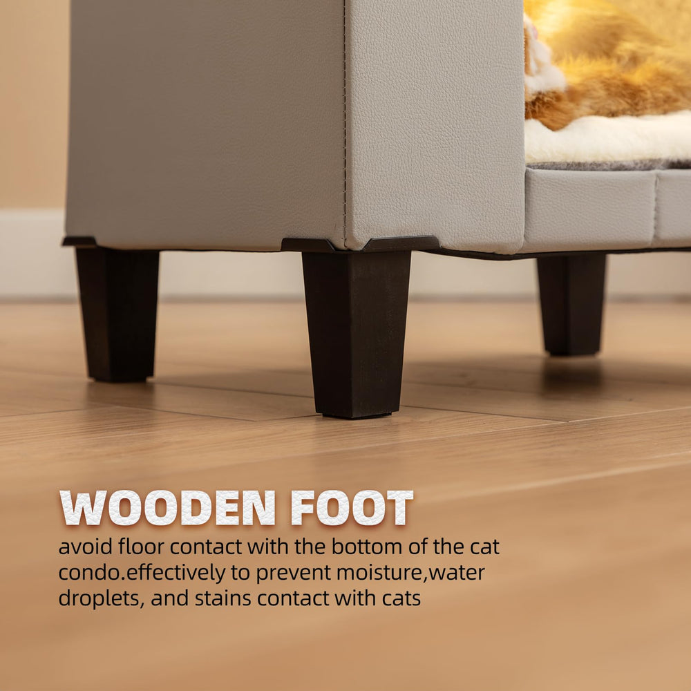 NUROMY cat house leather surface for durable scratching and cozy lounging