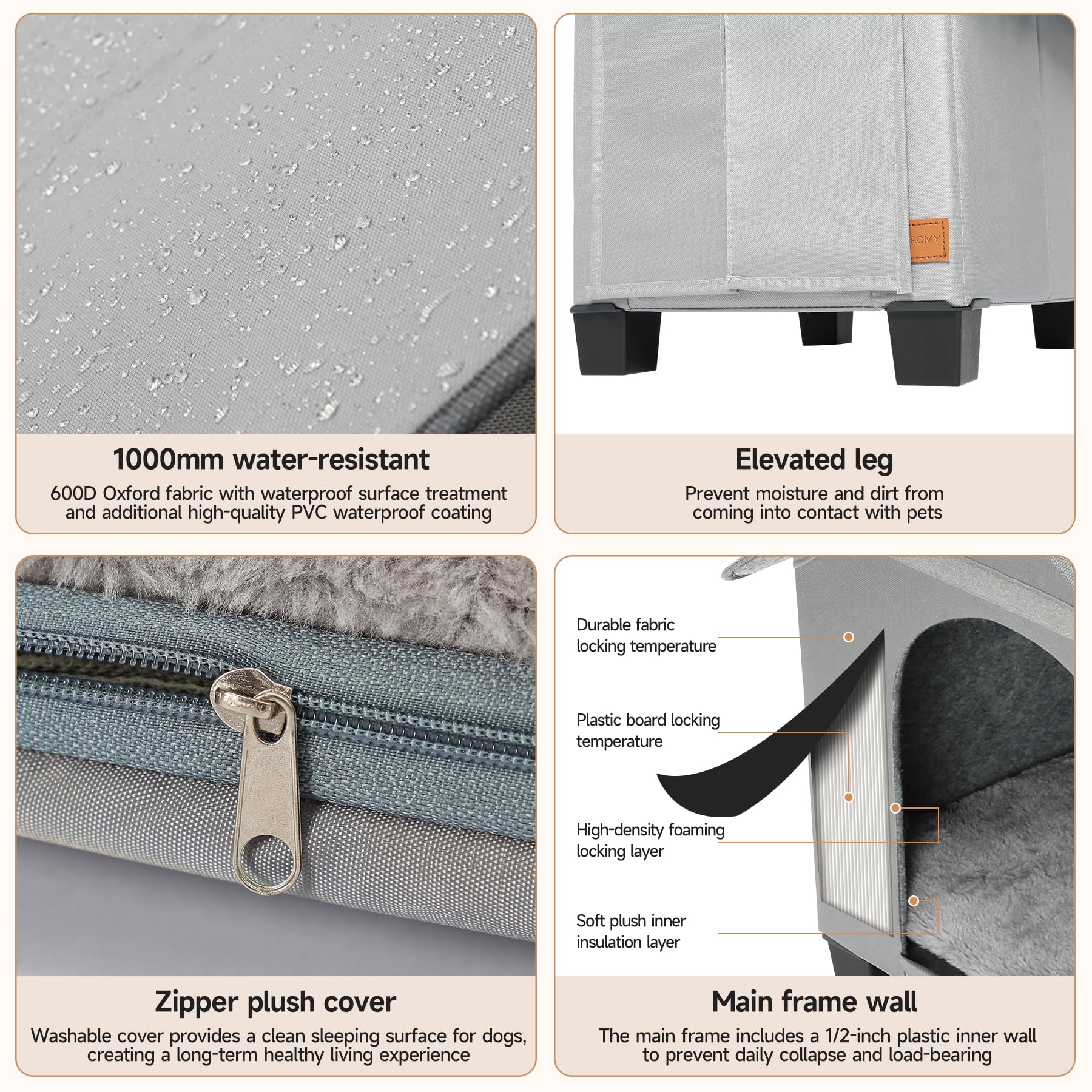 NUROMY elevated legs improve air circulation and keep the shelter dry.