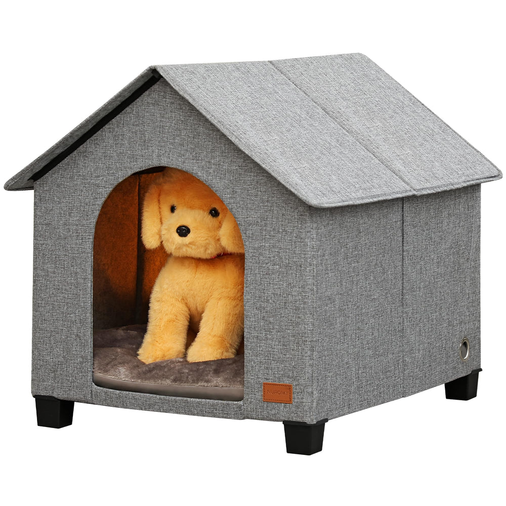 NUROMY indoor dog house base shows sturdy waterproof wood for lasting support.