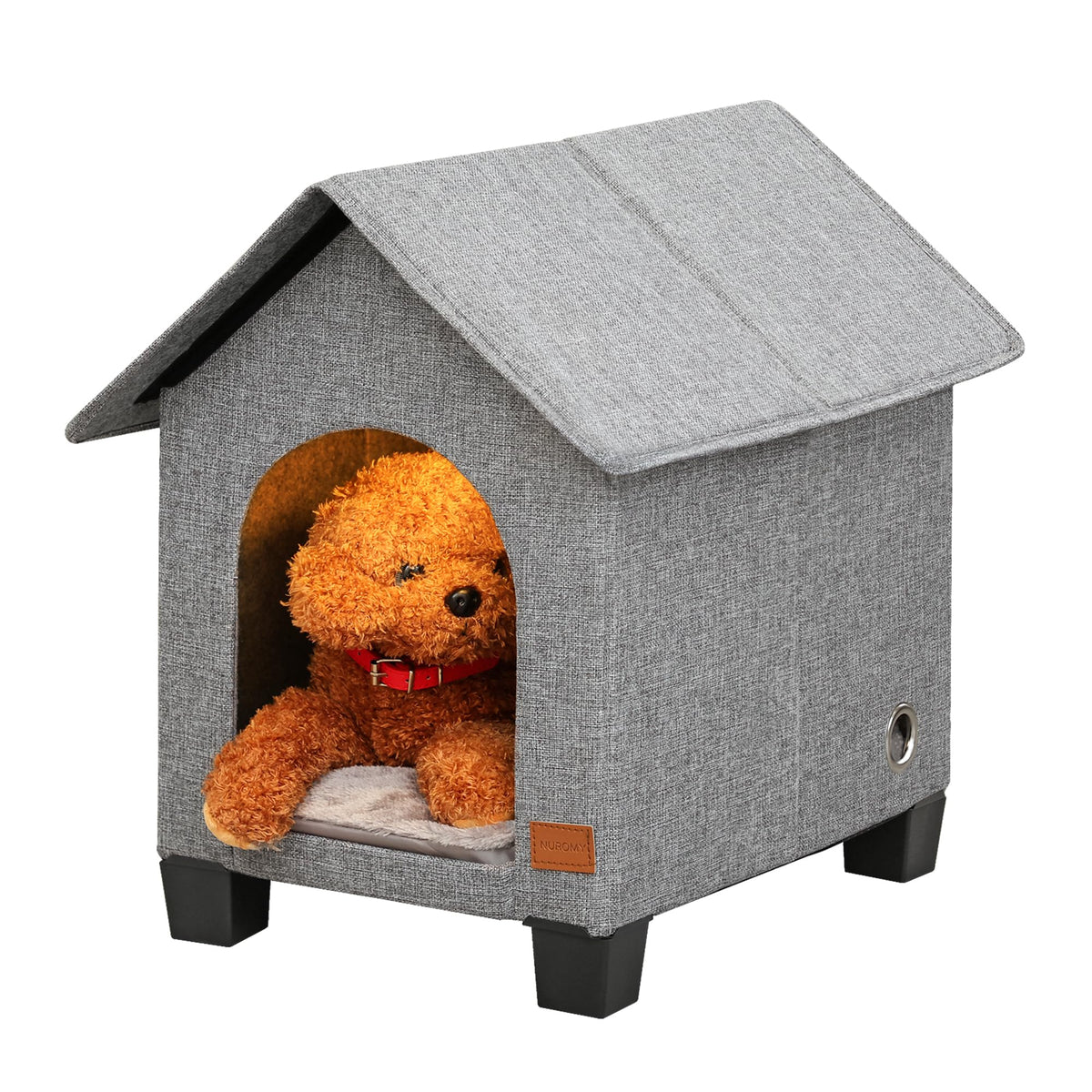 NuROMY indoor dog house base with waterproof wood support for durable resting space.