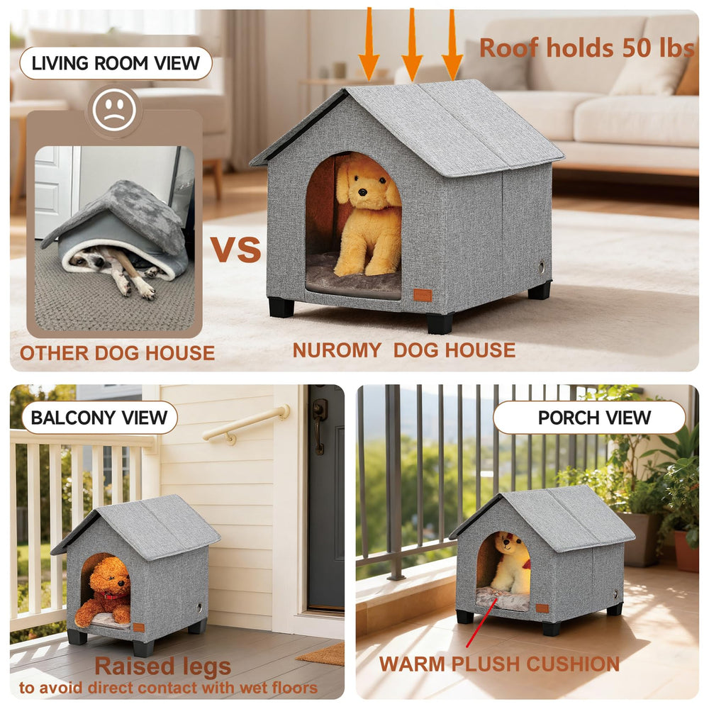NUROMY indoor dog house with elevated legs improves air circulation and dryness