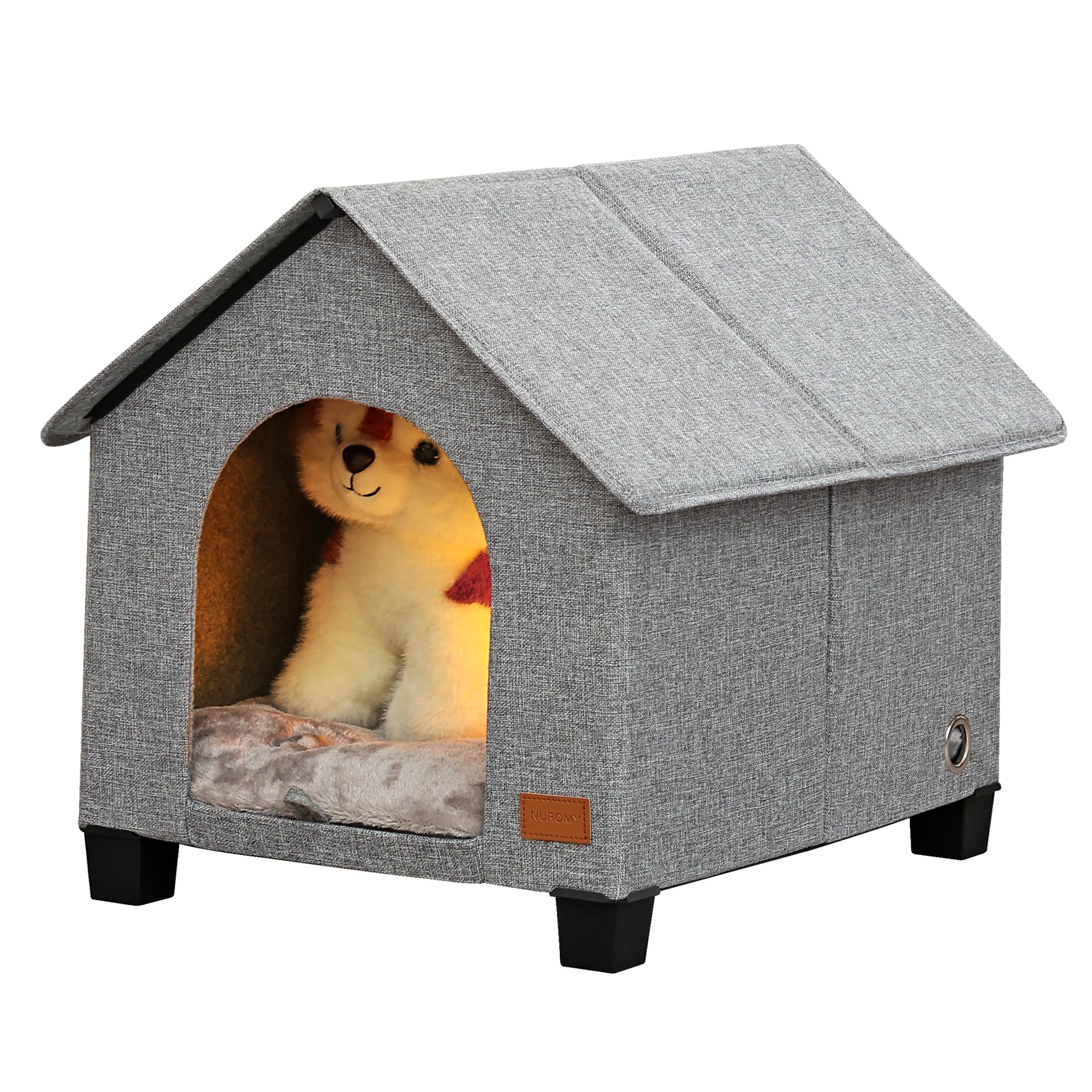 NUROMY indoor dog house with warm plush mat offers cozy comfort for medium pets