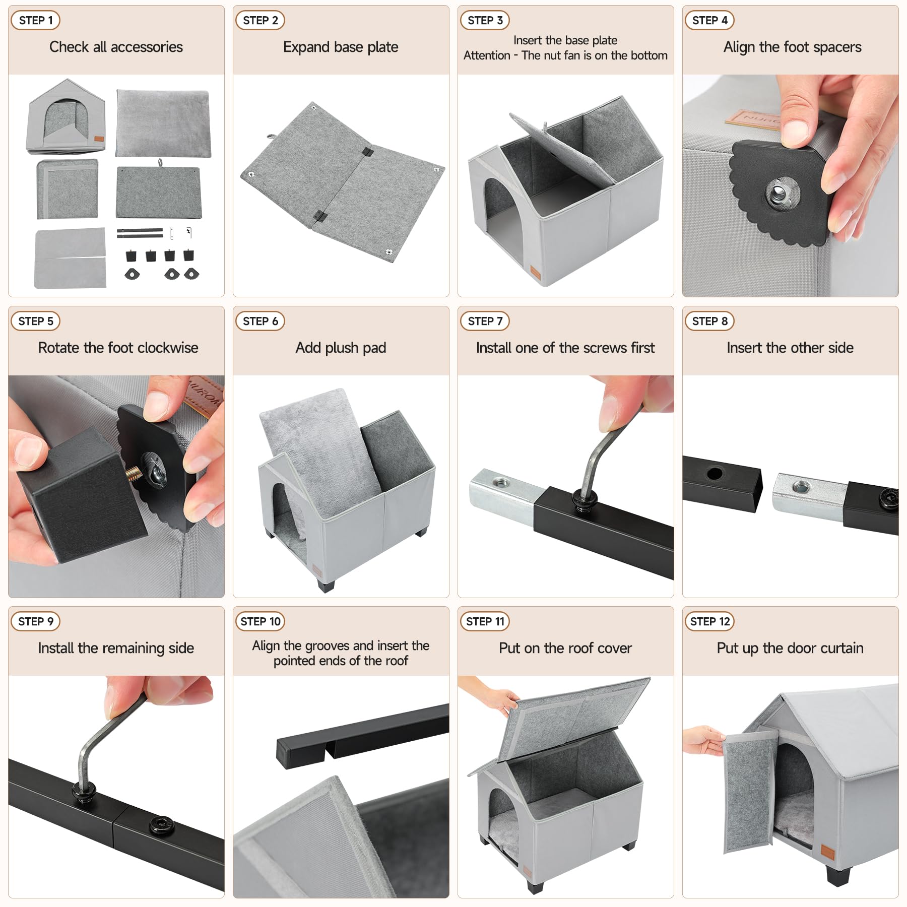 NUROMY size guide helps pick the right medium to large pet shelter for your pet.