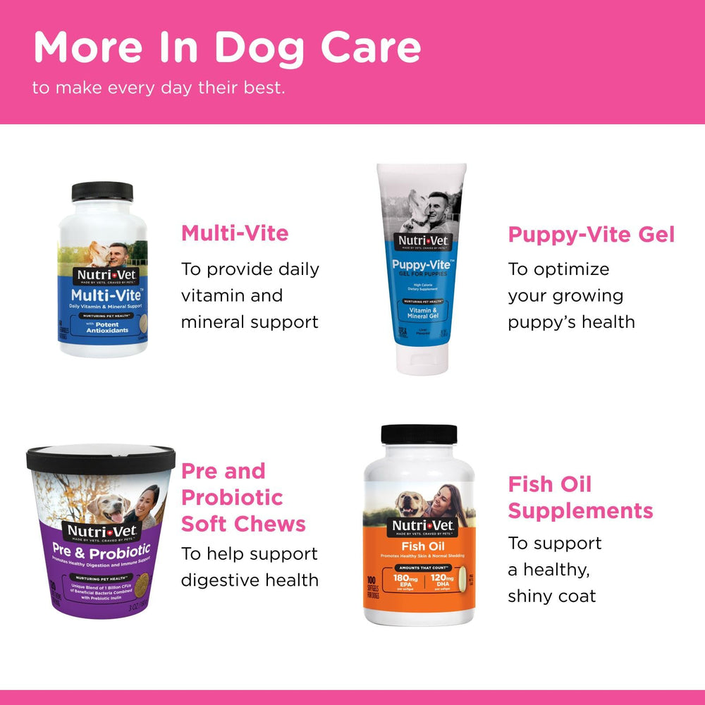 Nutri-Vet Allerg-Eze serving chart illustrating daily dosing for seasonal support.
