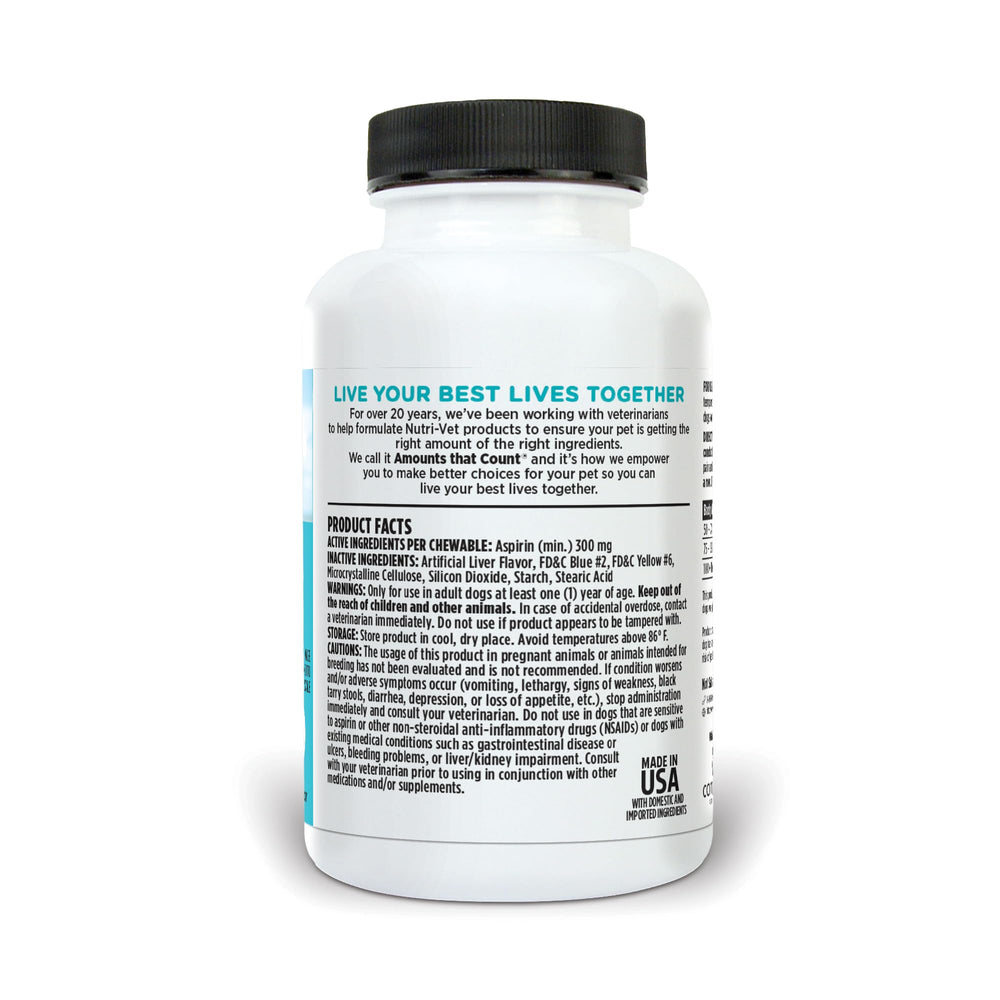 Nutri-Vet Aspirina sabor hígado, mejora la experiencia de la medicación.