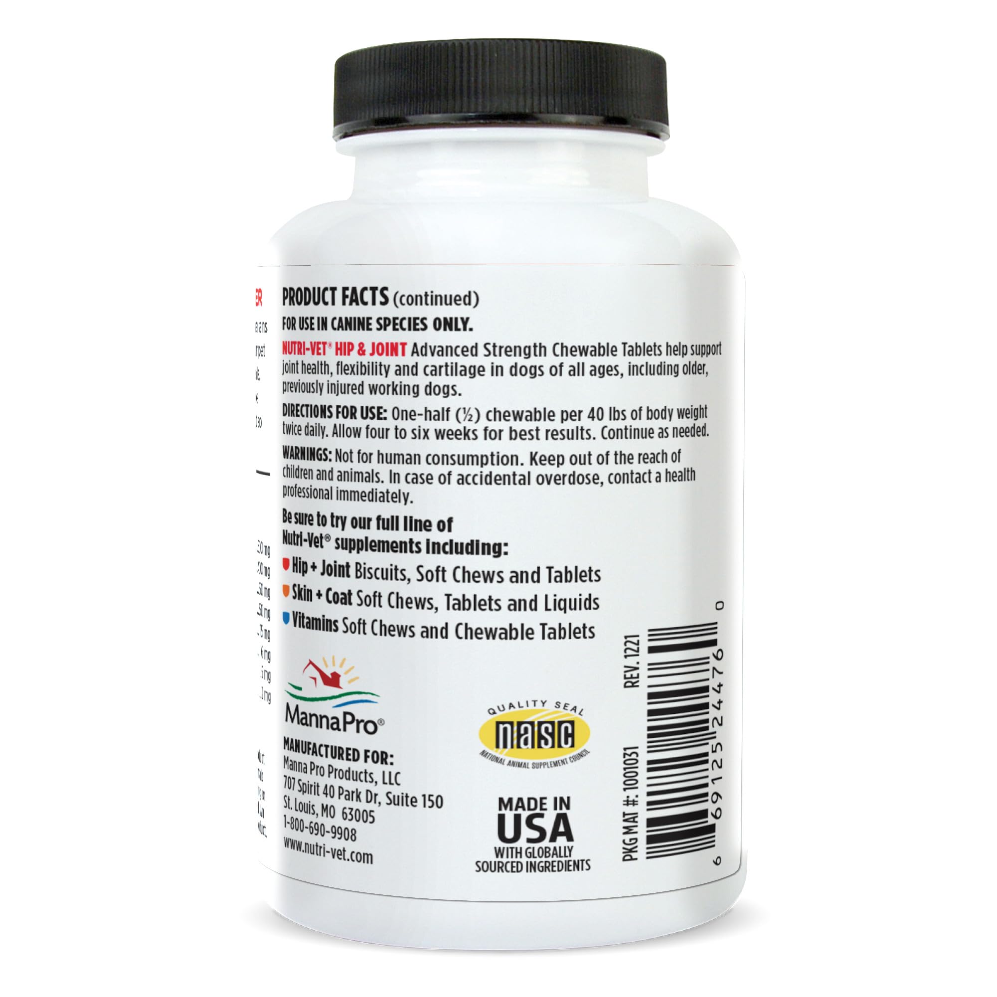 Nutri-Vet Hip & Joint chew in pet bowl ready to give