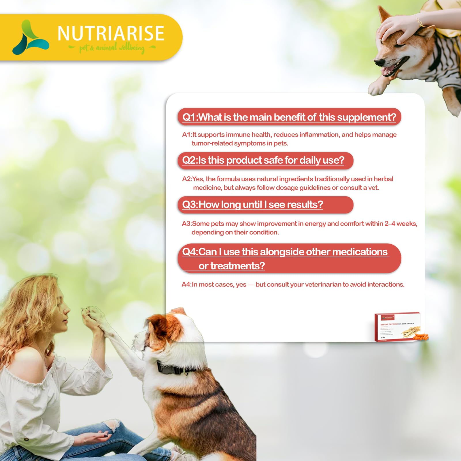 NUTRIARISE Immune Defense energy and vitality support for pets during treatment