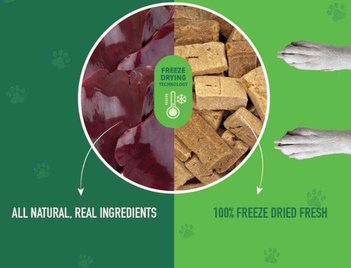 Nutribite beef liver freeze-dried meal topper sprinkled on kibble