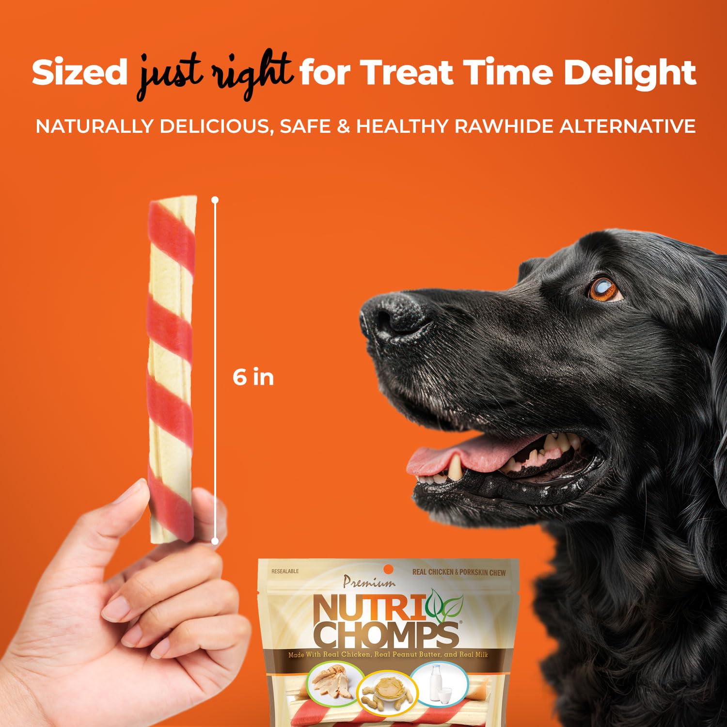 NutriChomps dental-health chews help clean teeth during chewing.