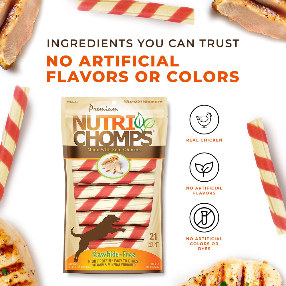NutriChomps real chicken twist close-up during a dog treat moment