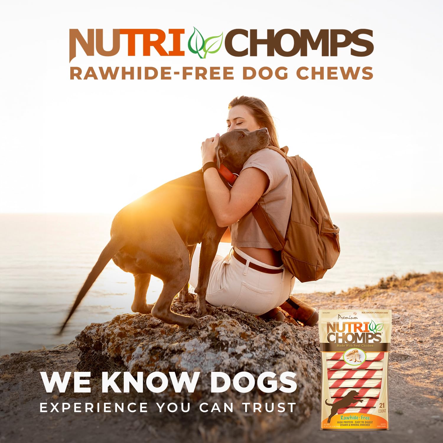 NutriChomps peanut butter twist dog enjoying during training