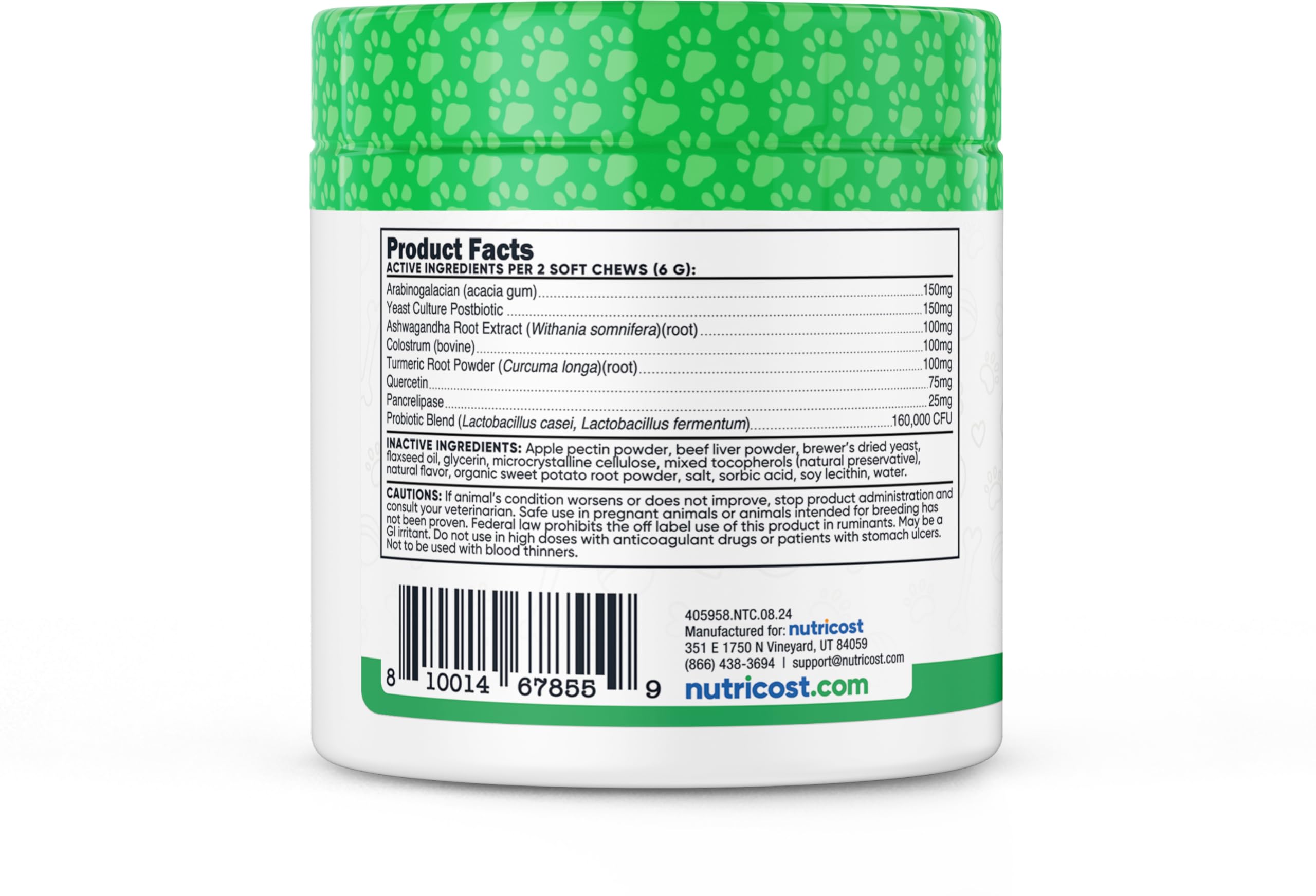 Nutricost NASC-certified facility label indicates GMP-quality manufacturing.
