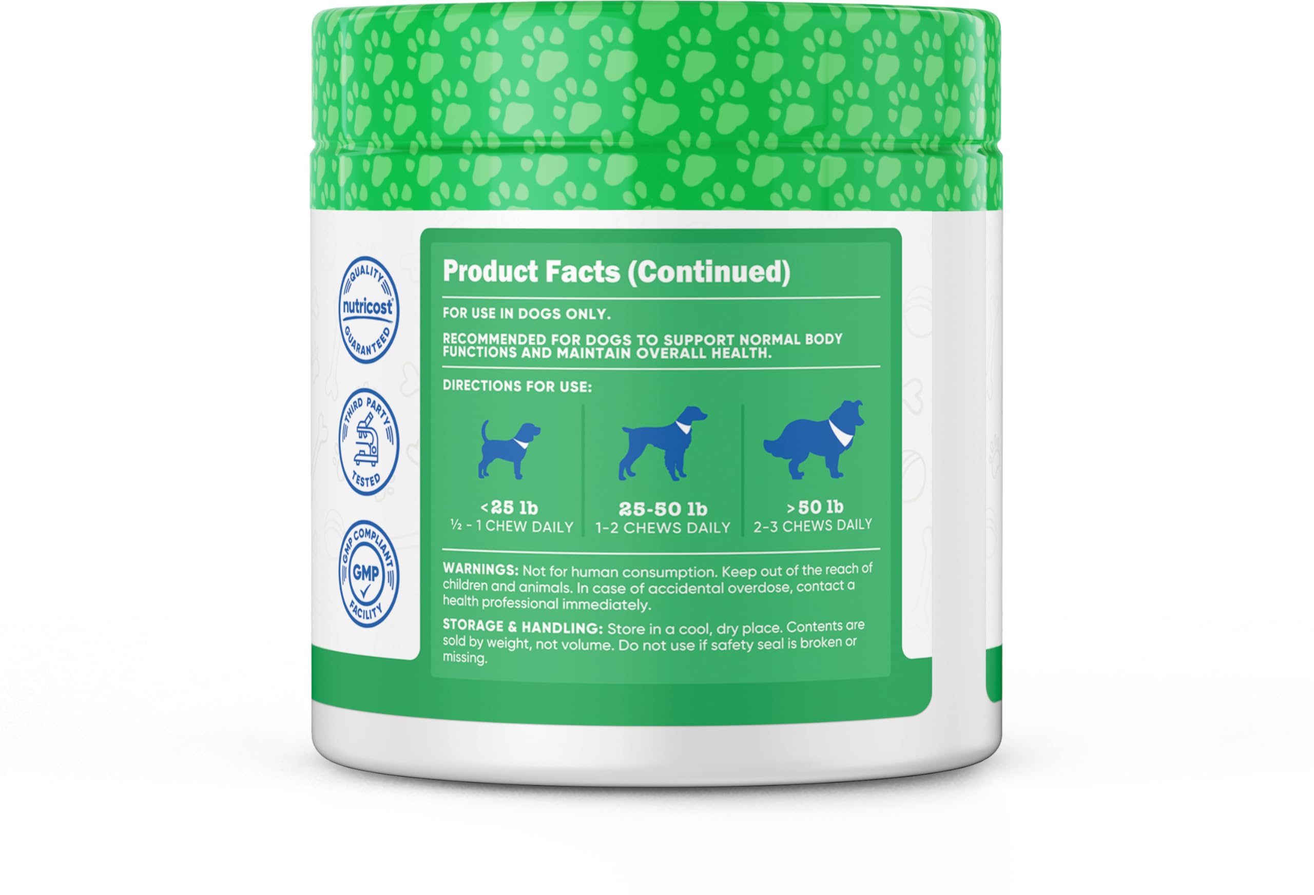Nutricost Pets Soft Chews beef flavor serving easy-to-dispense chew for daily treats.