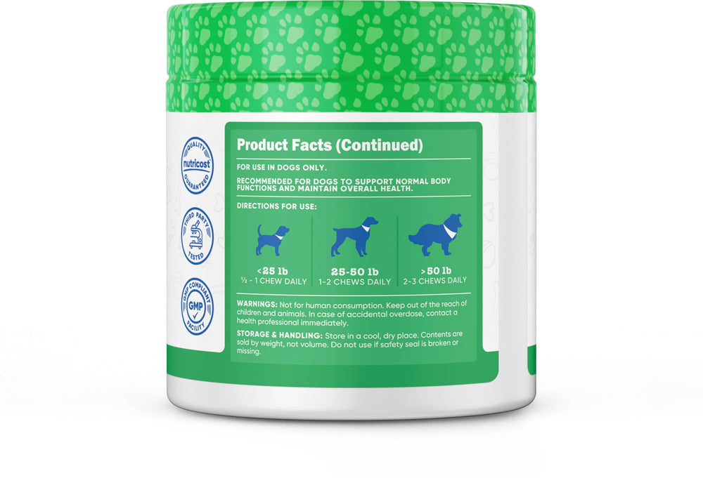 Nutricost Pets Soft Chews beef flavor serving easy-to-dispense chew for daily treats.