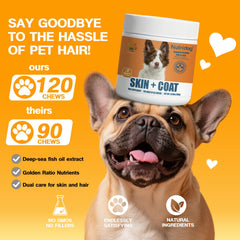 Nutridog Skin & Coat-dog-eating-chews: dog enjoys beef-flavored soft chews