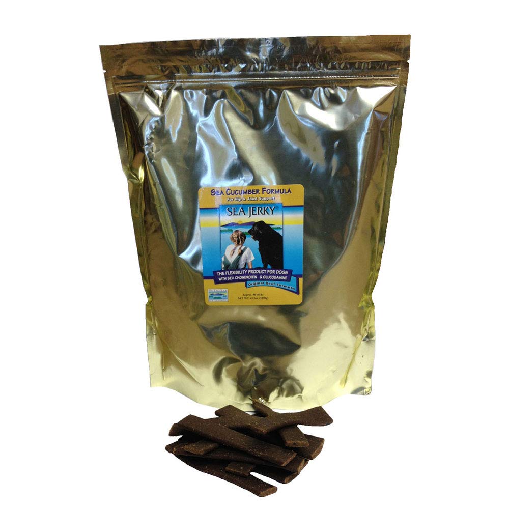 NutriSea Coastside Dog Jerky beef 90-count packaging offering potential joint support.