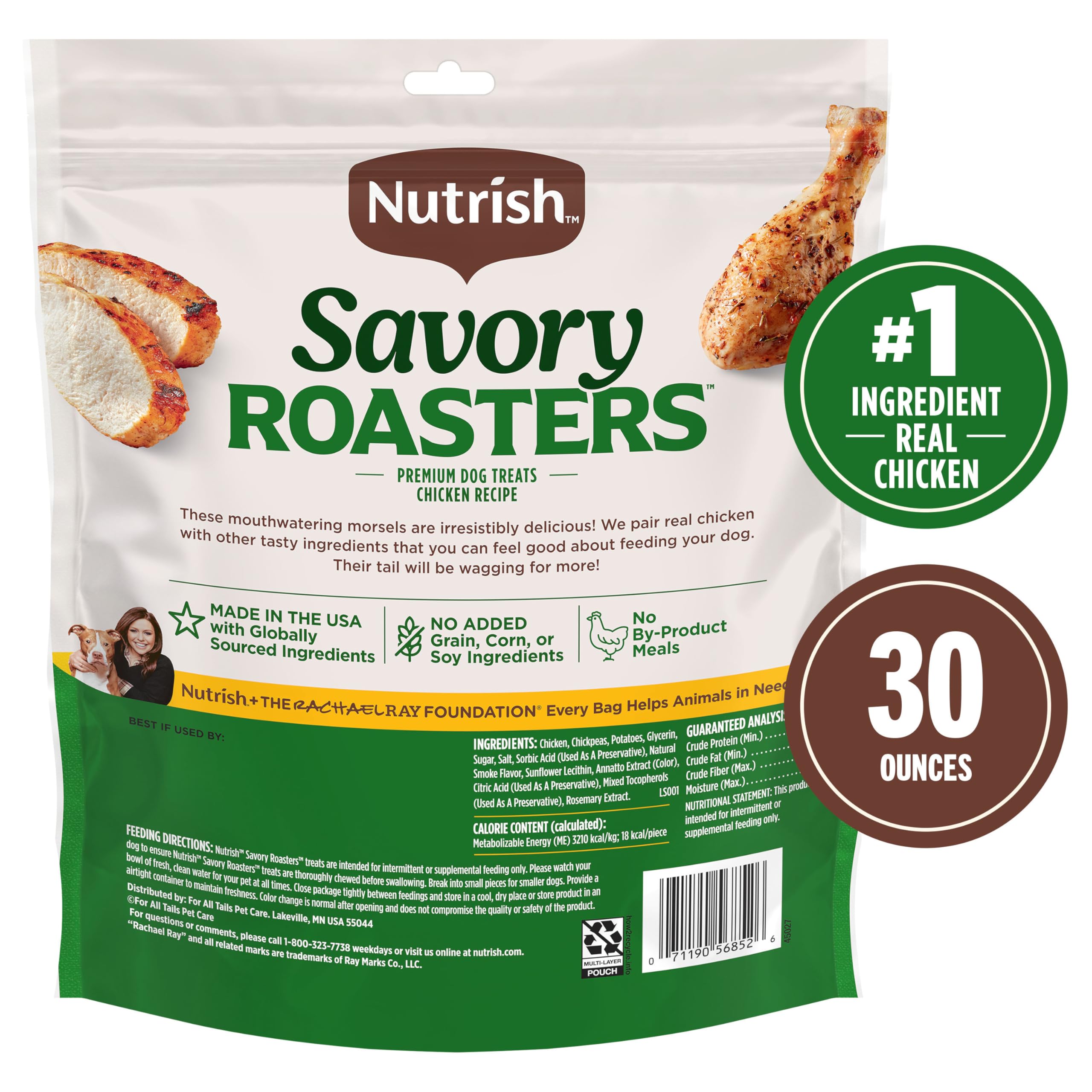 Nutrish Savory Roasters chicken dog treats holiday gift image for stocking stuffer appeal.