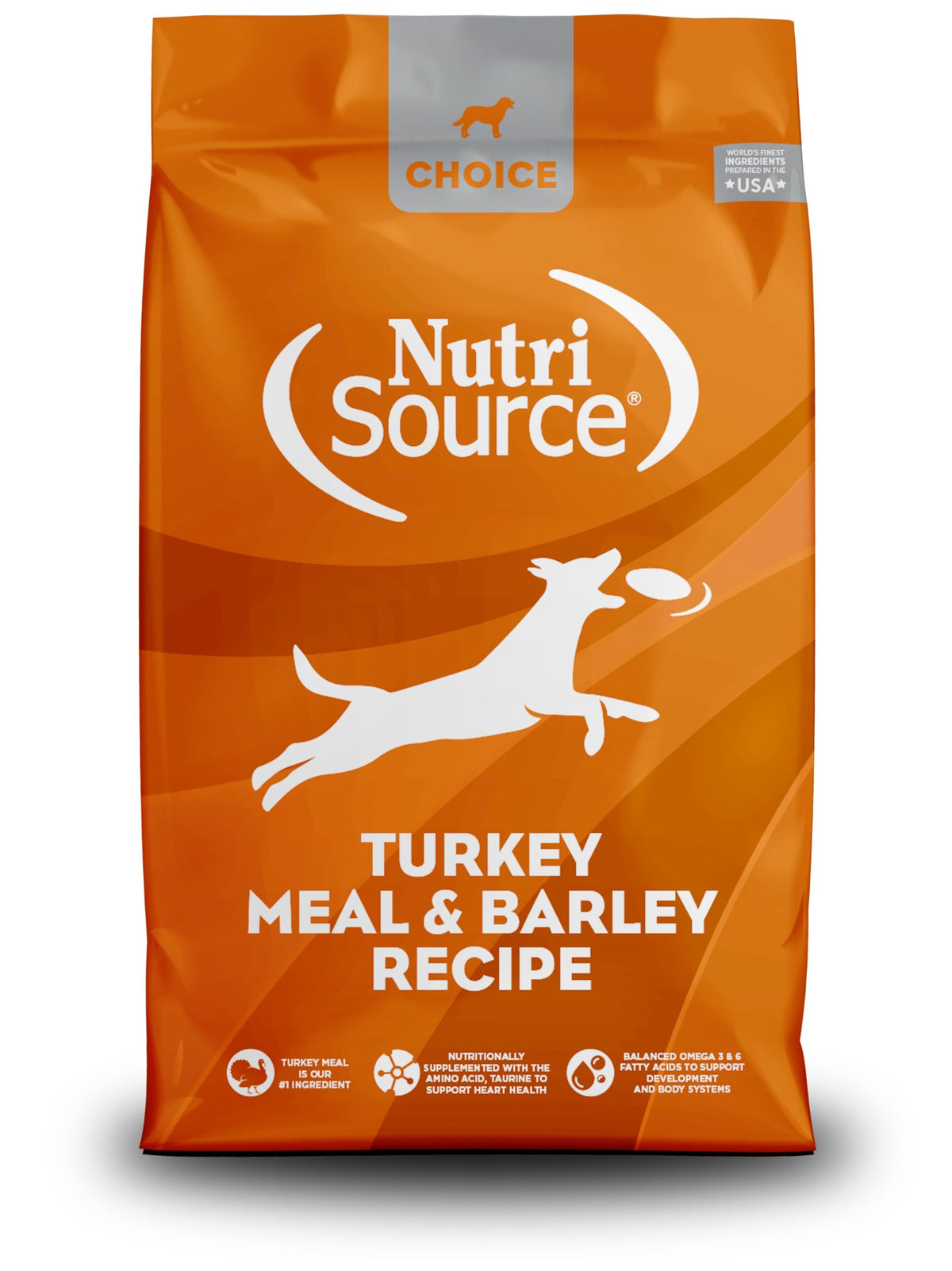 NutriSource Choice turkey meal and barley dog formula meal bowl for energy and balanced nutrition