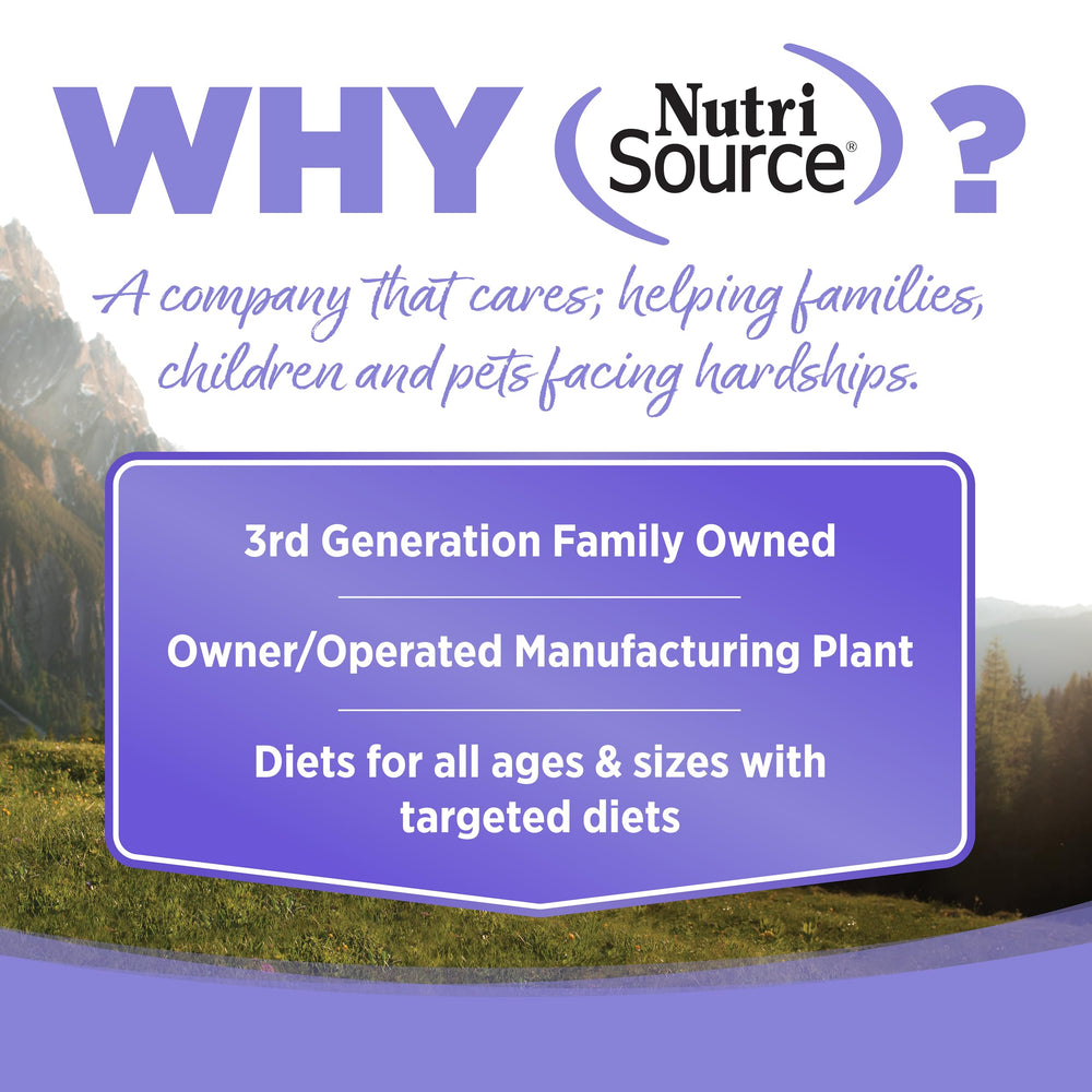 NutriSource Element Upland Stream trout ingredient highlights omega balance and digestibility.