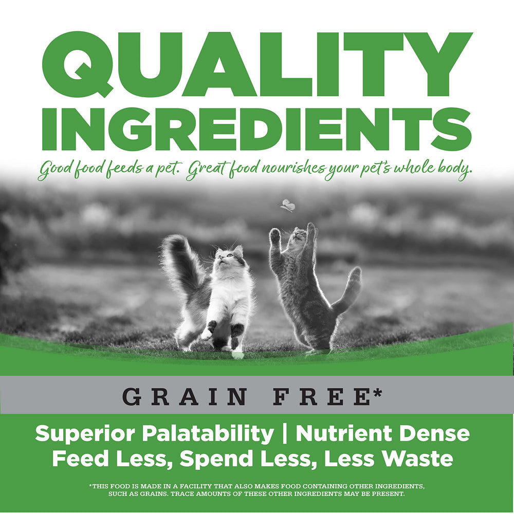 NutriSource grain-free County Select canned cat food features 4-life supplement system with gut-supporting ingredients.