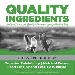 NutriSource grain-free County Select canned cat food features 4-life supplement system with gut-supporting ingredients.
