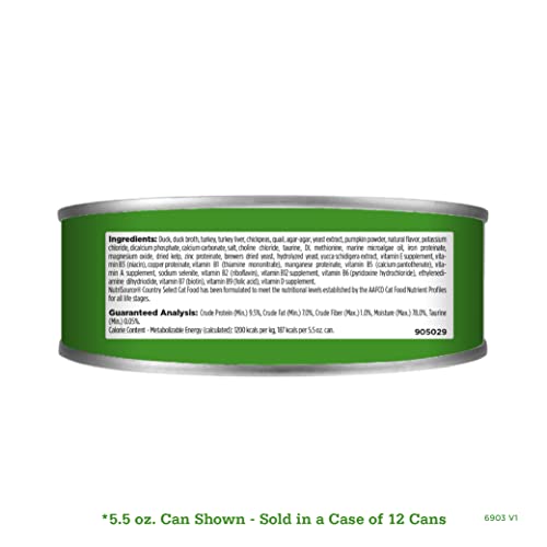 NutriSource grain-free County Select canned cat food open can shows meat-rich filling for protein-dense meals.