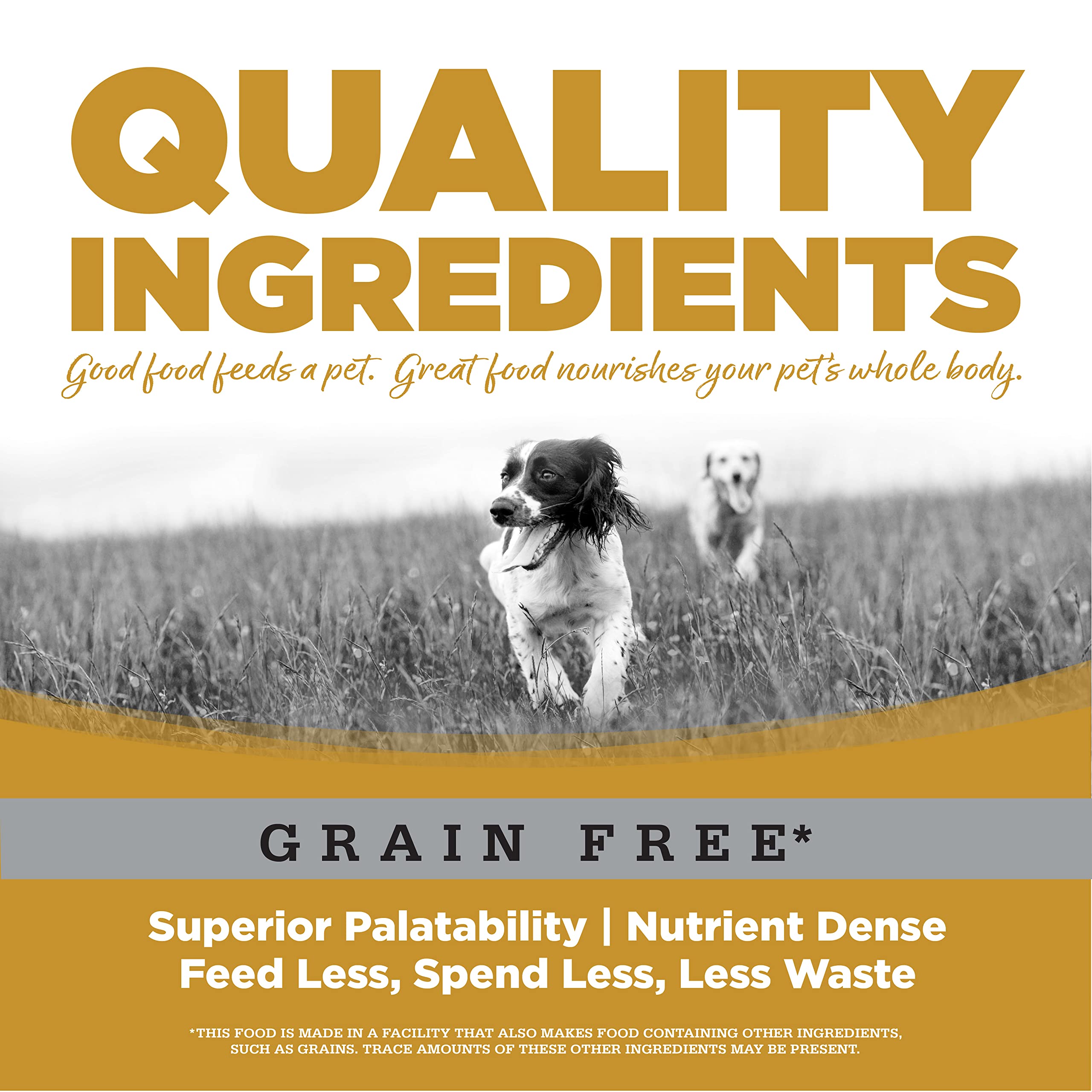 Nutrisource Grain Free High Plains Select Small Bites label on bag emphasizes grain-free formula.
