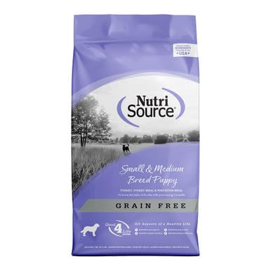 NutriSource puppy kibble with turkey provides tasty, digestible nutrition for growing small and medium breeds.