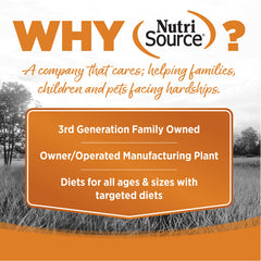 NutriSource Lamb Meal & Peas kibble close-up—lamb meal as primary ingredient.