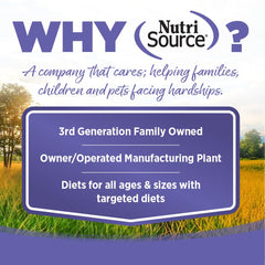NutriSource puppy chicken and rice ingredient closeup highlights real meat first ingredient.