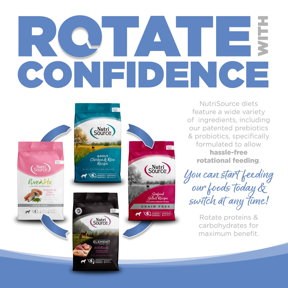 NutriSource Pure Vita antioxidants with pomegranate image highlighting added nutrients
