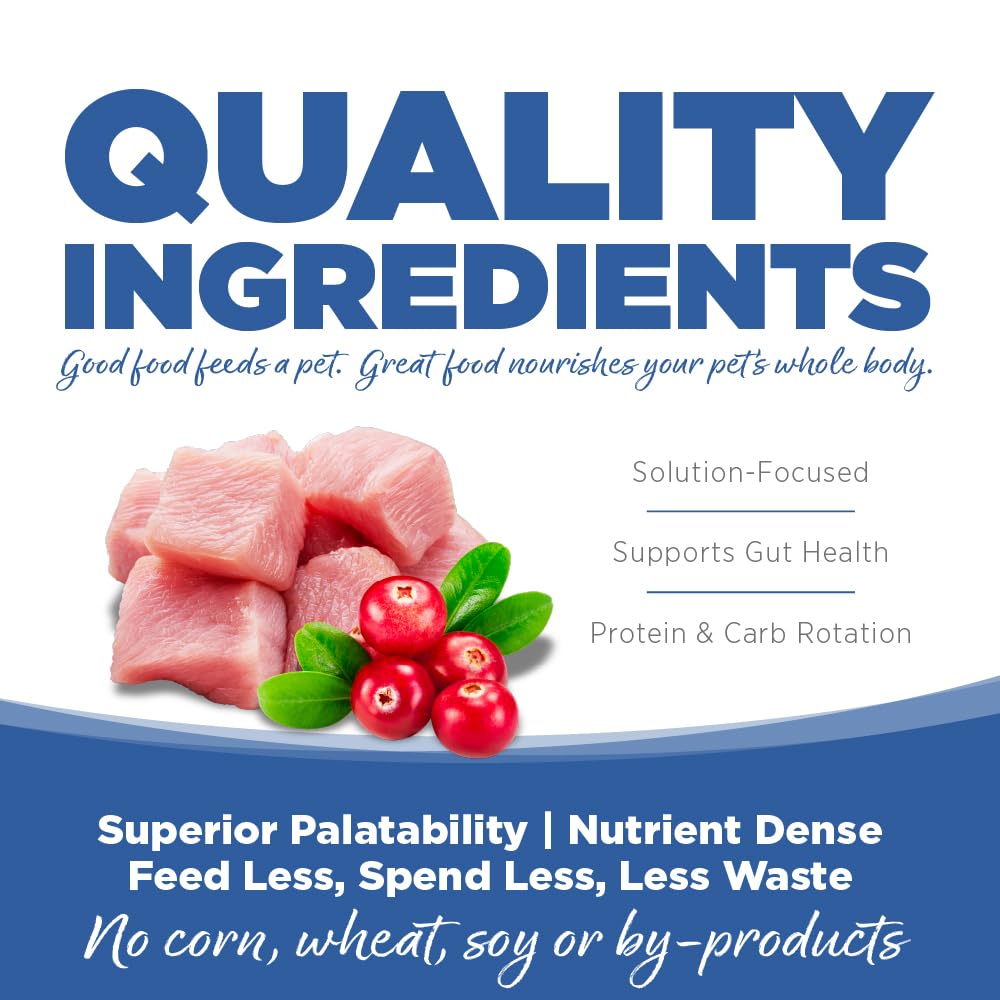 NutriSource Pure Vita probiotics-coated kibble illustration suggests digestion support.
