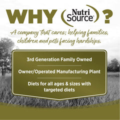 NutriSource Chicken Pea ingredients image emphasizes high-protein chicken and digestible peas.