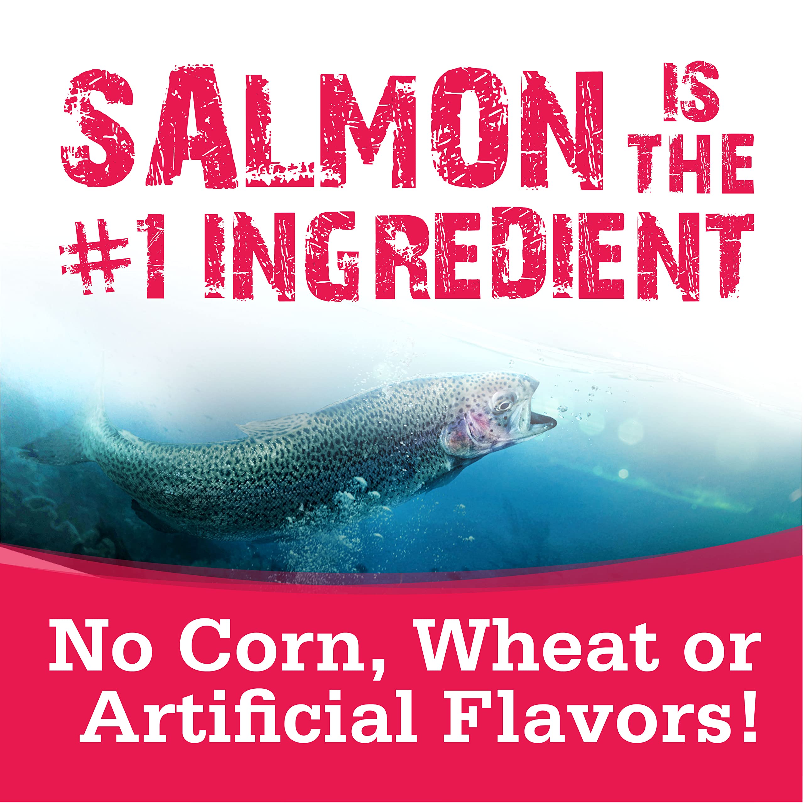 NutriSource Soft & Tender Treats Salmon bag close-up illustrates resealable packaging.
