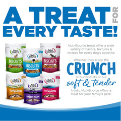 NutriSource TU80020 dog enjoying treats, highlighting palatable chicken flavor.