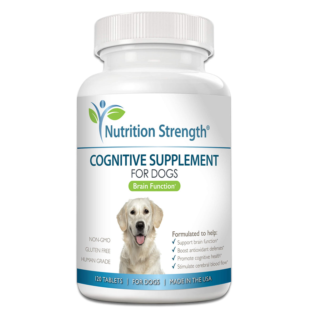 Nutrition Strength cognitive support dog bottle with chewable tablets for brain health