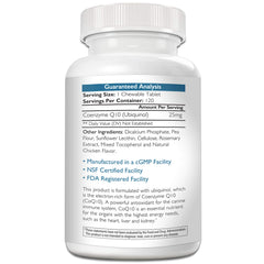 Nutrition Strength CoQ10 for dogs-packaging-label highlights grain-free ubiquinol formula details.