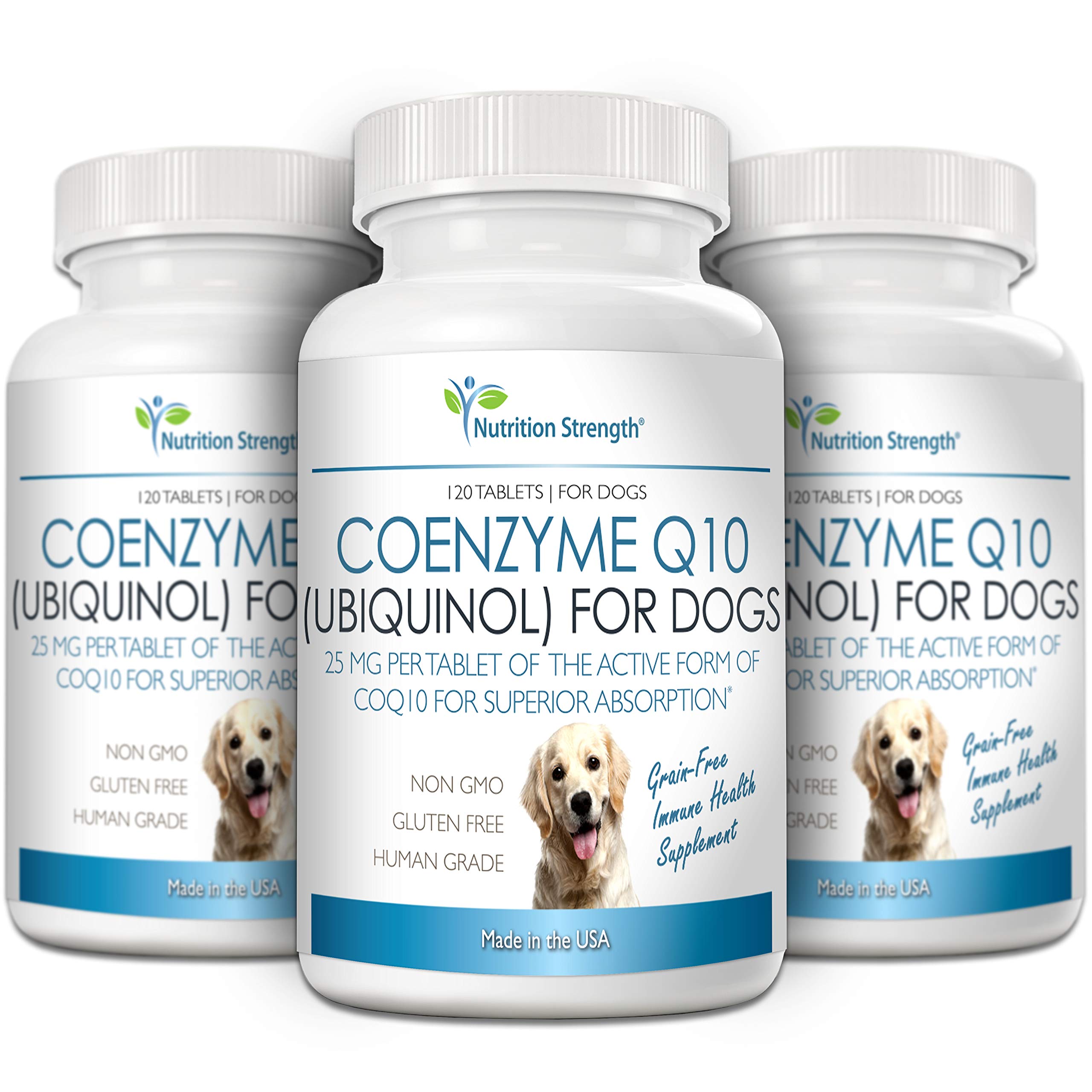 Nutrition Strength CoQ10 for dogs-tablets-closeup focuses on easy-to-digest energy support.