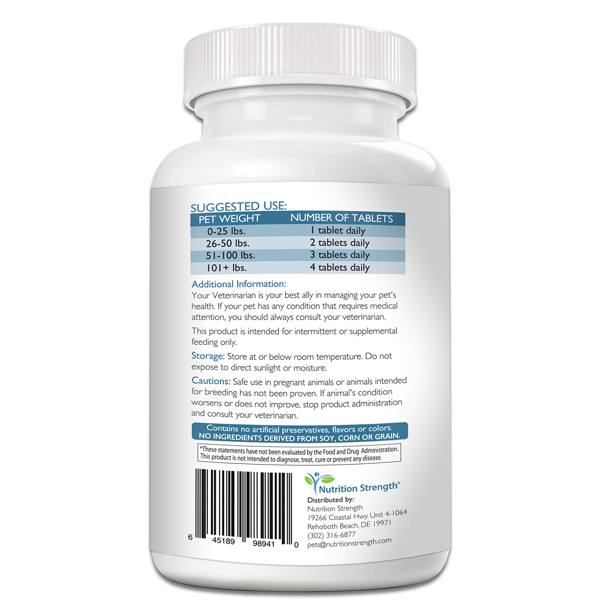 Nutrition Strength dog chewable tablets close-up, a tasty daily supplement your dog can look forward to.