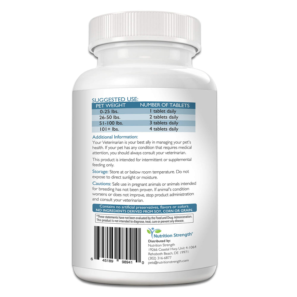 Nutrition Strength dog chewable tablets close-up, a tasty daily supplement your dog can look forward to.