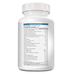 Nutrition Strength dog vitamins ingredients graphic showing essential nutrients for vitality.