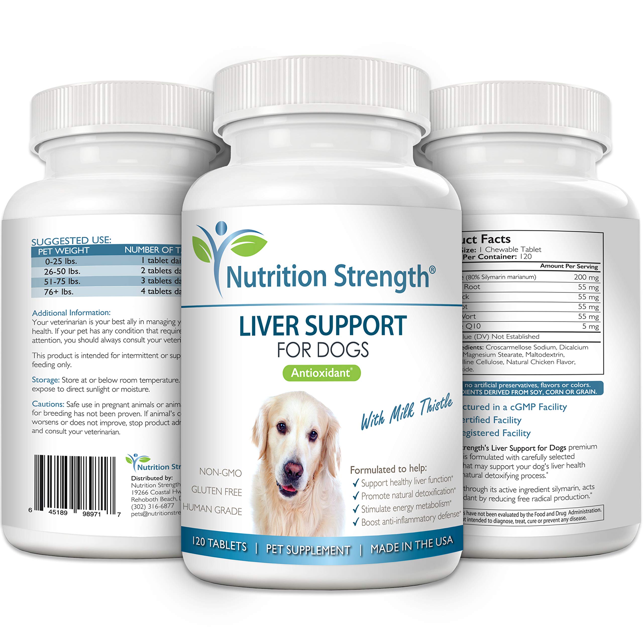 Nutrition Strength Liver Support for Dogs dandelion root—herbal detox components.