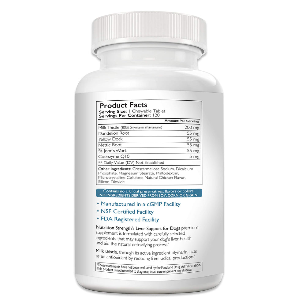 Nutrition Strength Liver Support for Dogs packaging interior—premium canine liver health supplement.