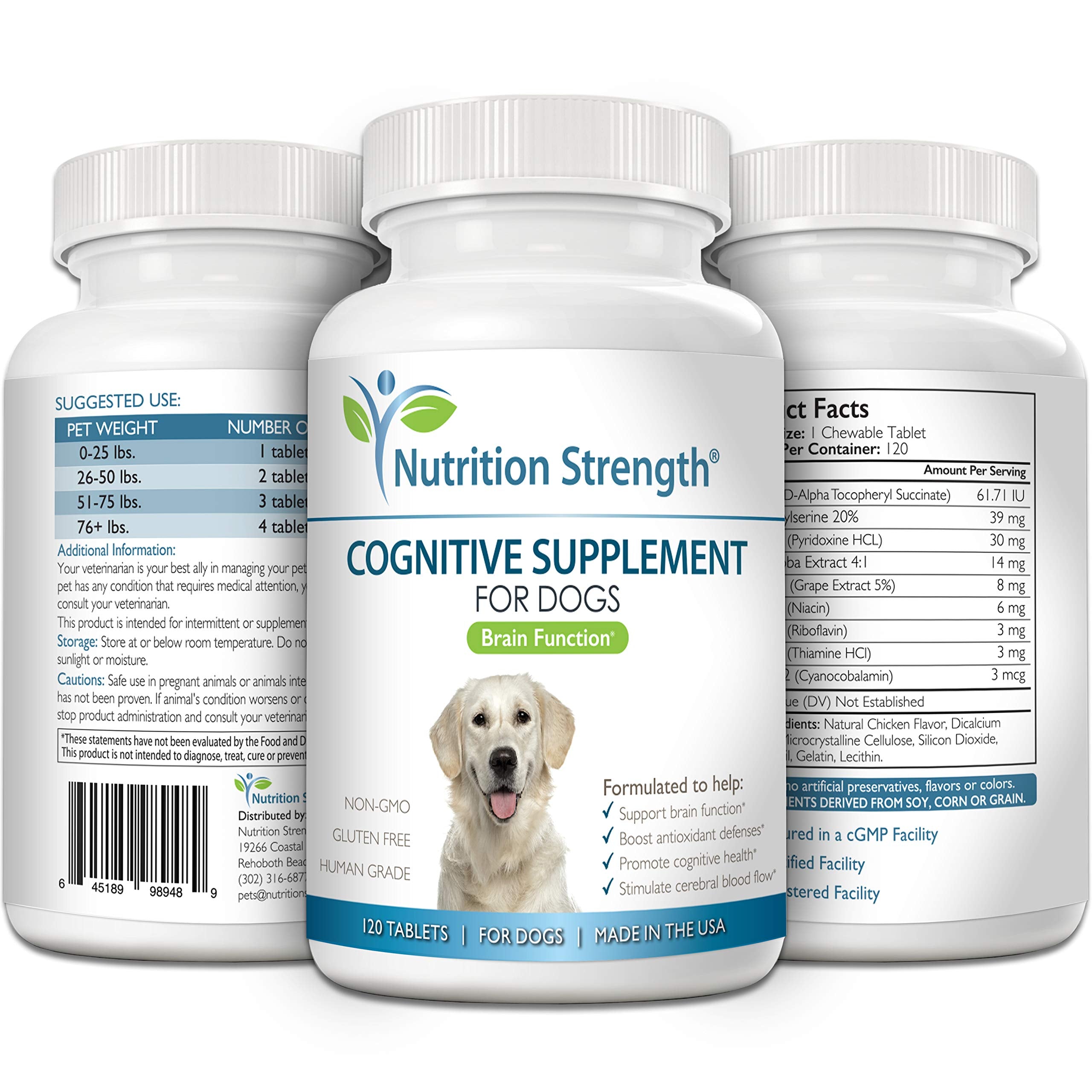 Nutrition Strength gluten-free dog brain supplement packaging